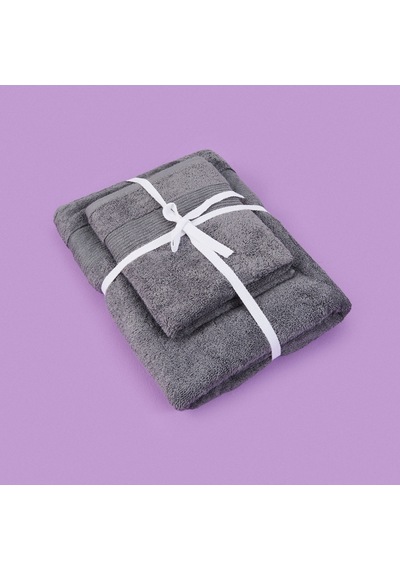 Soft Ella 2'li Hamam Seti - Antrasit - 50x70 Cm + 70x140 Cm Renkli