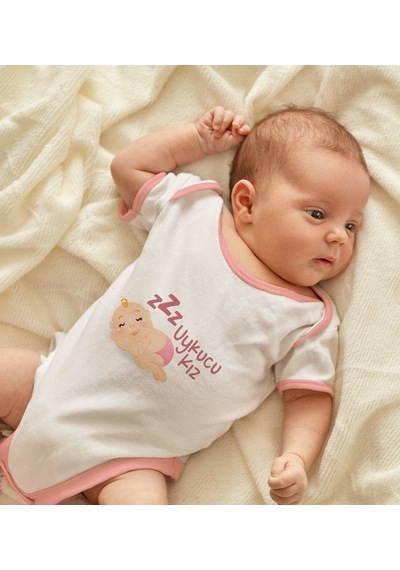 Bk Gift Bk Kids Uykucu Kız Tasarımlı Pembe Bebek Body Zıbın-1 0-3 Ay Sarı