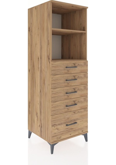 Kronos Dolap 2 Raflı 5 Çekmeceli 60x59x182 Çam-çam Çam