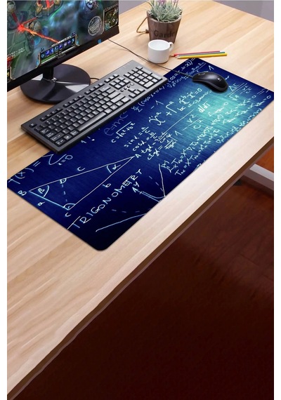Sonictouch Mavi Geometri Tahtası Gamer Oyuncu Dikişsiz Sıvı Geçirmez Klavye Mouse Pad 32x70cm Mousepad