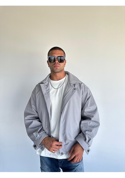 Terapi Men Gri Oversize Bomber Ceket Gri