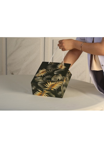 Eczane Hediyelik & Alışveriş Karton Çanta Körüklü Palmiye 20 x 10 x 23.5 CM 25 Adet