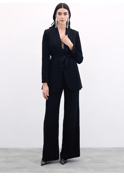 Sateen Bol Paça Pantolon - Siyah-135840 Siyah