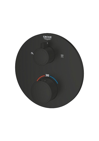 Grohe Grohtherm Termostatik Banyo/Duş Bataryası 2 Çıkışlı Divertörlü - 1022082430 Siyah