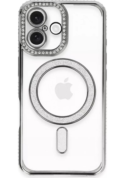 Newface Apple İphone 16 Plus Kılıf Joke Simli Magneticsafe Kılıf - Gri