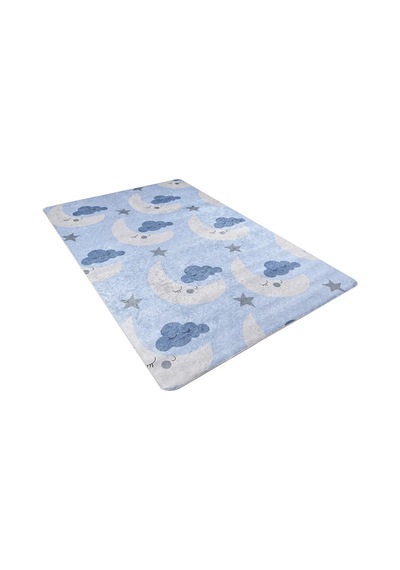 Bespoky Kareli Modern Halısı Dijital Baskı Kaymaz Mavi - Hlnc031