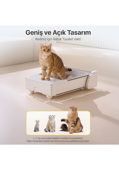 Ucat C31 Açık Tasarımlı Akıllı Otomatik Kedi Tuvaleti Mobil Uygulama Kontrollü, Otomatik Temi