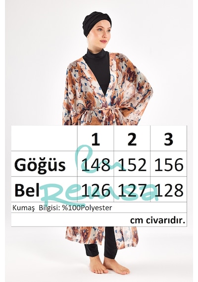 Adasea Uv Korumalı Mayo Üzerine Tek Pareo Kimono 1708 Bej Bej
