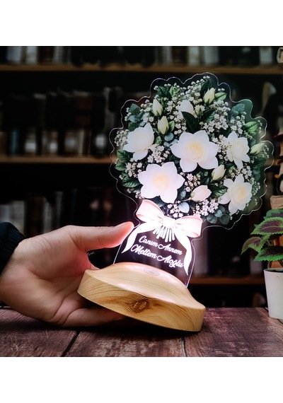 Beyaz Gardenya Çiçek Buketi Led Lamba - Kişiye Özel Anneye Hediye Işıklı Çiçek Lambası, Kadına Zarif Hediye Solmayan Çiçek Beyaz Gardenya Buketi Beyaz Gardenya Çiçek Buketi Led Lamba - Kişiye Özel Anneye Hediye Işıklı Çiçek Lambası, Kadına Zarif Hediye Solmayan Çiçek Beyaz Gardenya Buketi