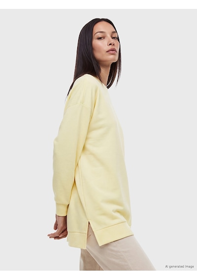 LC Waikiki Lc Waıkıkı Sarı Soft Touch Kadın Sweatshirt Tunik