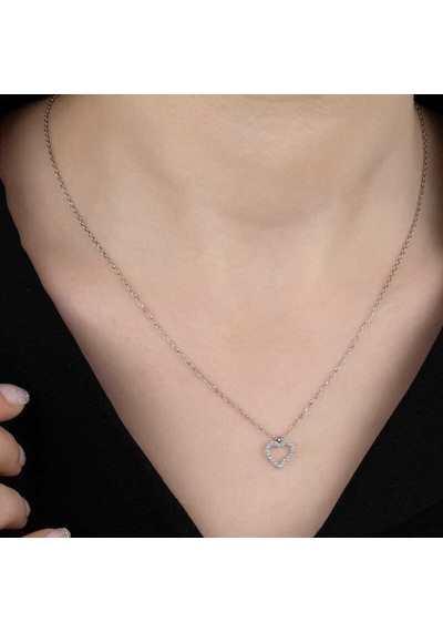 Swarovski Taşlı Gümüş Kalp Kadın Kolye (551181439)
