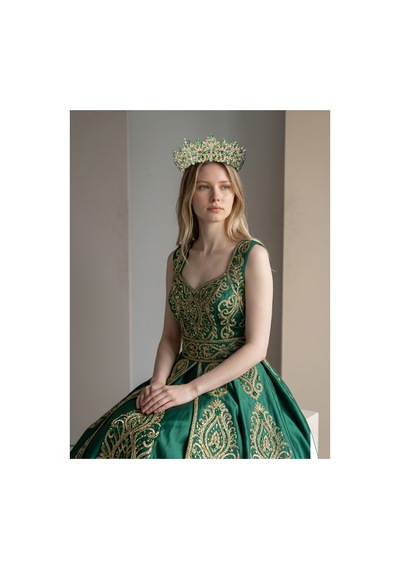 Golden Night Crown-gelin,kına,nişan,söz,after,bride,party Taç Su Yeşil - 889679471 Su Yeşil