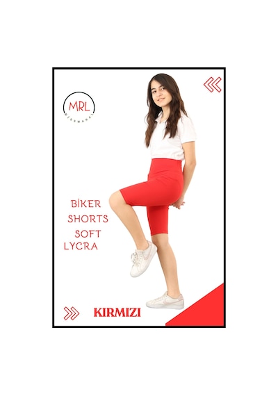 Kırmızı Biker Şort Yüksek Bel İç Göstermez Esnek Yumuşak Likralı Soft Tbiker Basics Kırmızı