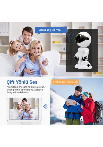 1080p Robot Görünümlü Wifi Ip Bebek Bakıcı Güvenlik Kamerası Kablosuz Gece Görüşlü Robot Camera