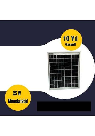 Gesper Kablolu 25 Watt Monokristal Güneş Paneli 12v 36 Hücre