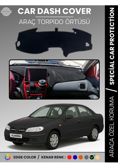 Nissan Almera Ekranlı 2000-2006 Torpido Örtüsü Premium Torpido Koruma Araca Özel Uv Koruma - 410 Stiloto