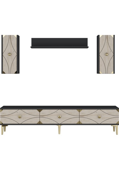 Tvr1897atg Alfa Tv Ünitesi Takımı Antrasit-traverten-gold 180cm