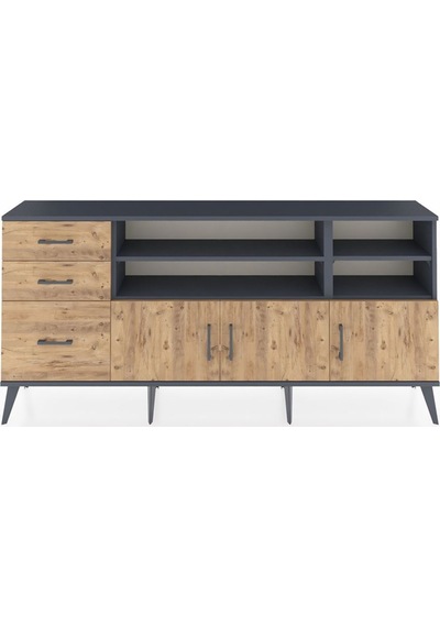 Arges Konsol 4 Raflı 3 Çekmeceli 3 Kapaklı 176x30x83 Antrasit-çam/çam Çam/çam Arges Konsol 4 Raflı 3 Çekmeceli 3 Kapaklı 176x30x83 Antrasit-çam/çam Çam/çam