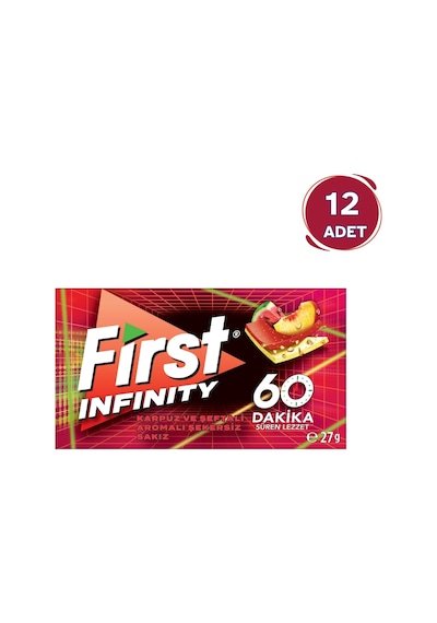 First Infinity 60 Dakika Karpuz & Şeftali Aromalı Şekersiz Sakız 12'li