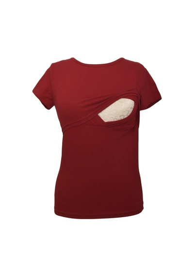 Luvmabelly Maternity 2501 2516 Pamuklu Lohusa Emzirme Tshirt 9 Renk Mevcut -bordo