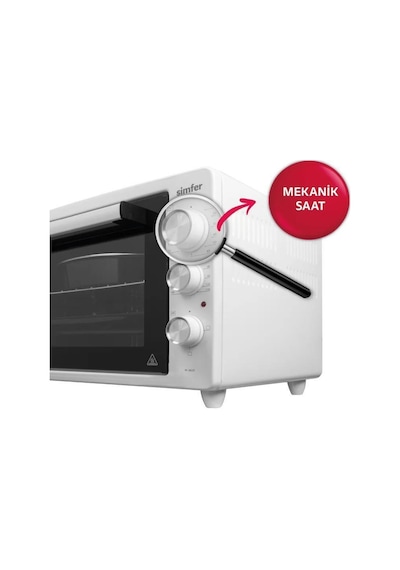 Simfer 3426 İnox Gri 34 LT Statik Mini / Midi Fırın - 4 Fonksiyon, Programlanabilir Pişirme & Isı Kontrol