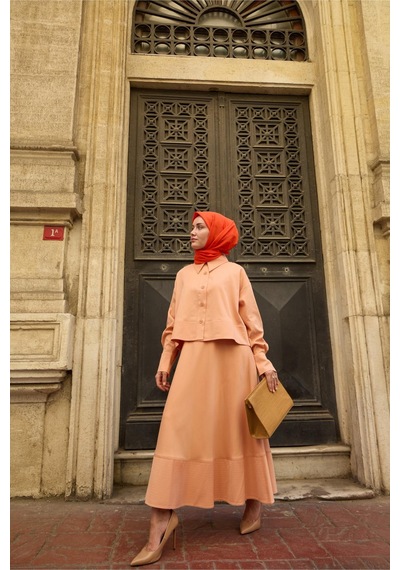 Silk Home Monogram Pamuk İpek Eşarp 130001-11 turuncu