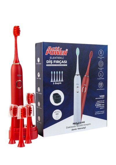 Acti Power Pro Clean Elektrikli Şarjlı Sonic Diş Fırçası-5 Yedek Başlık Kutuya Dahil