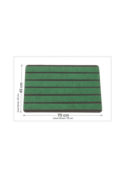 Delta Cc008a Yeşil Çizgili Kaymaz Taban Su Geçirmez Yıkanabilir Kapı Önü Paspası 45x70 Cm