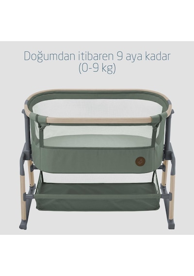Maxi-Cosi Iora Air Sallanabilen Ahşap Görünümlü Anne Yanı Beşik Beyond Green