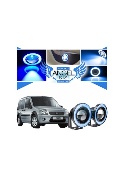 Ford Transit Connect Uyumlu, Universal Mercekli Led Angel Sis Farı, 76mm Buz Mavi Renk