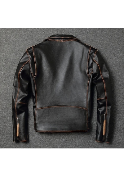 Nyc Giyim Tekstil & Deri Eskitme Biker Mont Hakiki Deri Siyah - Kahverengi