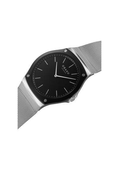 Obaku Denmark V316gxabmc Quartz Gri Hasır Kordon Safir Cam 40 Mm Erkek Kol Saati Siyah