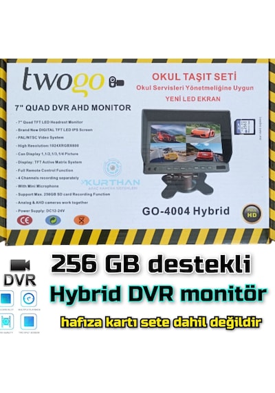 7 İnç Hybrid Dvr Monitör Kamerasız 256 Gb 12 - 24 Volt
