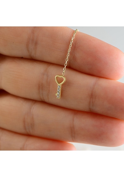 14 Ayar Altın Anahtar Sallantı Zincir Tek Küpe 0,58 Gr-6640