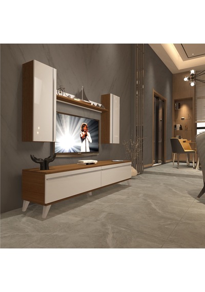 Decoraktiv Eko 5d Mdf Std Retro Tv Ünitesi Tv Sehpası - Ceviz Beyaz Ahşap - Beyaz Decoraktiv Eko 5d Mdf Std Retro Tv Ünitesi Tv Sehpası - Ceviz Beyaz Ahşap - Beyaz