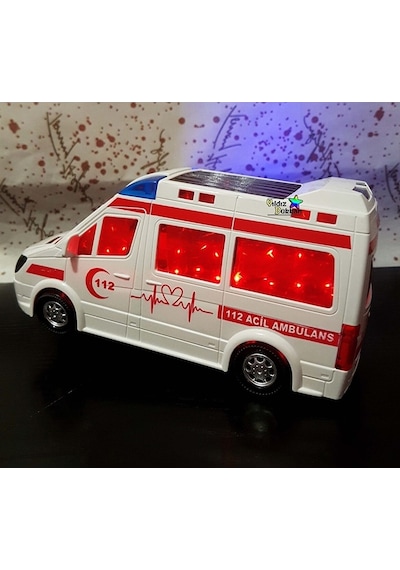 Kutulu Işıklı Sesli Ambulans Oyuncak Ambulans Araba Çarp Dön 20cm Kutulu Işıklı Sesli Ambulans Oyuncak Ambulans Araba Çarp Dön 20cm