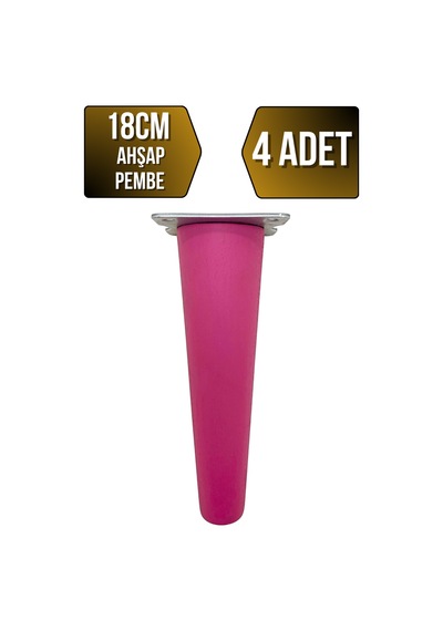Düz Torna Ahşap Ayak Mobilya Masa Ve Dolap Ayağı Pembe 18cm Kayın / Gürgen 4 Adet