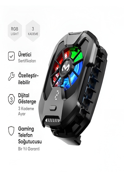 Rgb Işıklı Mobil Cep Telefon Radyatör Fanı Youtube Canlı Yayın Tiktok Gamer Soğutucu