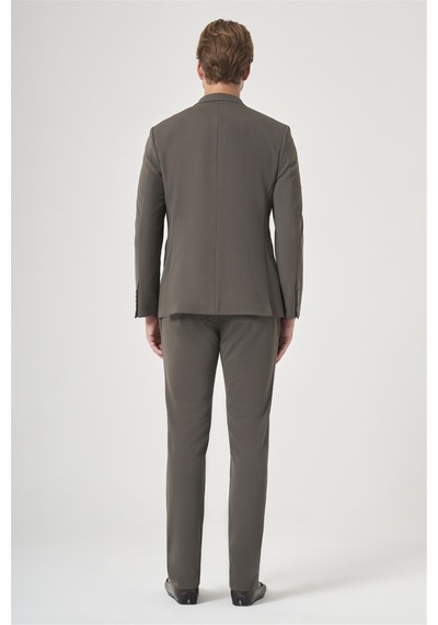 İmza Haki Mono Yaka 6 Drop Slim Fit Beli Lastikli Takım Elbise 1001260194