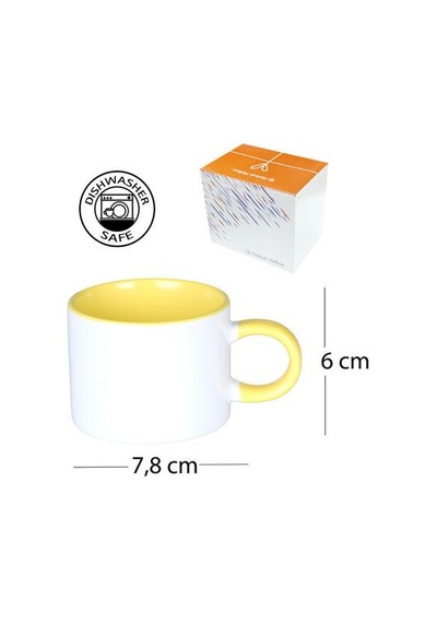 Sublimasyon Porselen Sapı Ve İçi Sarı Sweet Fincan - Kutulu