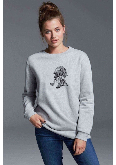 Silhouette Mr Baskılı Gri Kadın Sweatshirt