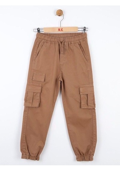 Nk Kids Çocuk Kargo Cepli Beli Paçası Lastikli Kargo Pantolon-13834-camel Camel