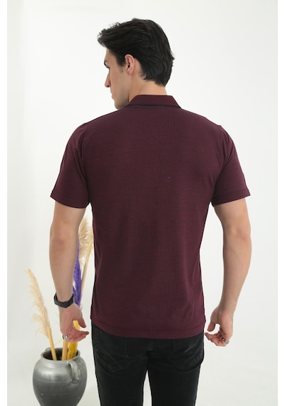 POLO YAKA BABA ERKEK DESENLİ TİŞÖRT BORDO Bordo