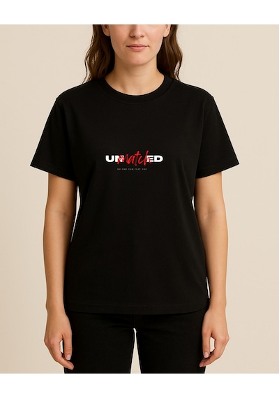 Baskılı T-shirt Love Yourself Siyah