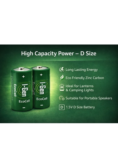 I-gen R20 Ecocell D Boy Pil 1.5v Büyük Boy Pil 10'lu Paket