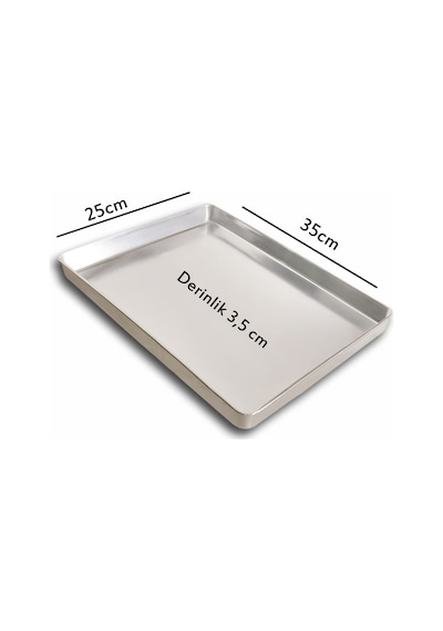 5 Adet - Tek Kullanımlık Alüminyum Tepsi - 25x35x3,5 Cm 145 Gr Gri