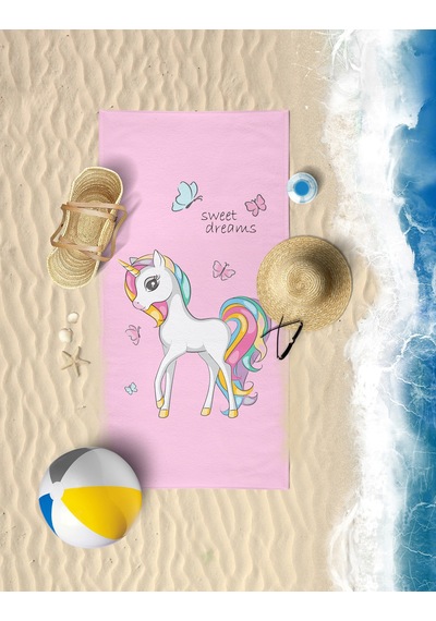Unicorn Dijital Baskılı 60x130 Cm Çocuk Plaj Havlusu