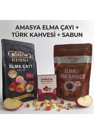 Köylüm Gurme Doğal Amasya Elma Çayı 275 Gr + Elmalı Türk Kahvesi 100 Gr + Elma Sabunu 100 Gr