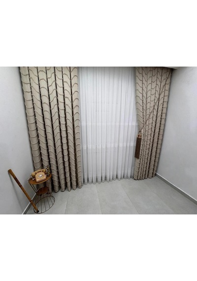 Nivemeshome Mila Bej 1/3 Pileli Fon Perde 90x280