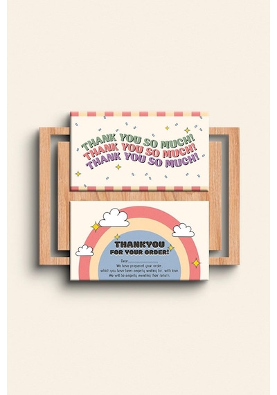 İngilizce Thank You Çift Yön Paketleme Teşekkür Kartı Pytktskk31